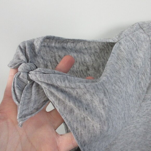 Club Monaco Tie Sleeve T-Shirt Women M Gray Short Sleeve Pullover Athleisure 106 - Picture 4 of 8